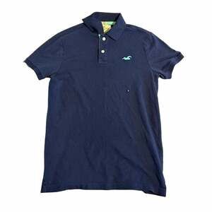 Hollister Epic Flex Stretch Polo Size M Navy Blue Short Sleeve